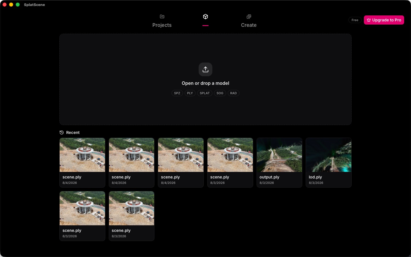 SplatScene cleanup and capture tools on macOS — select, remove and export a Gaussian Splatting scene